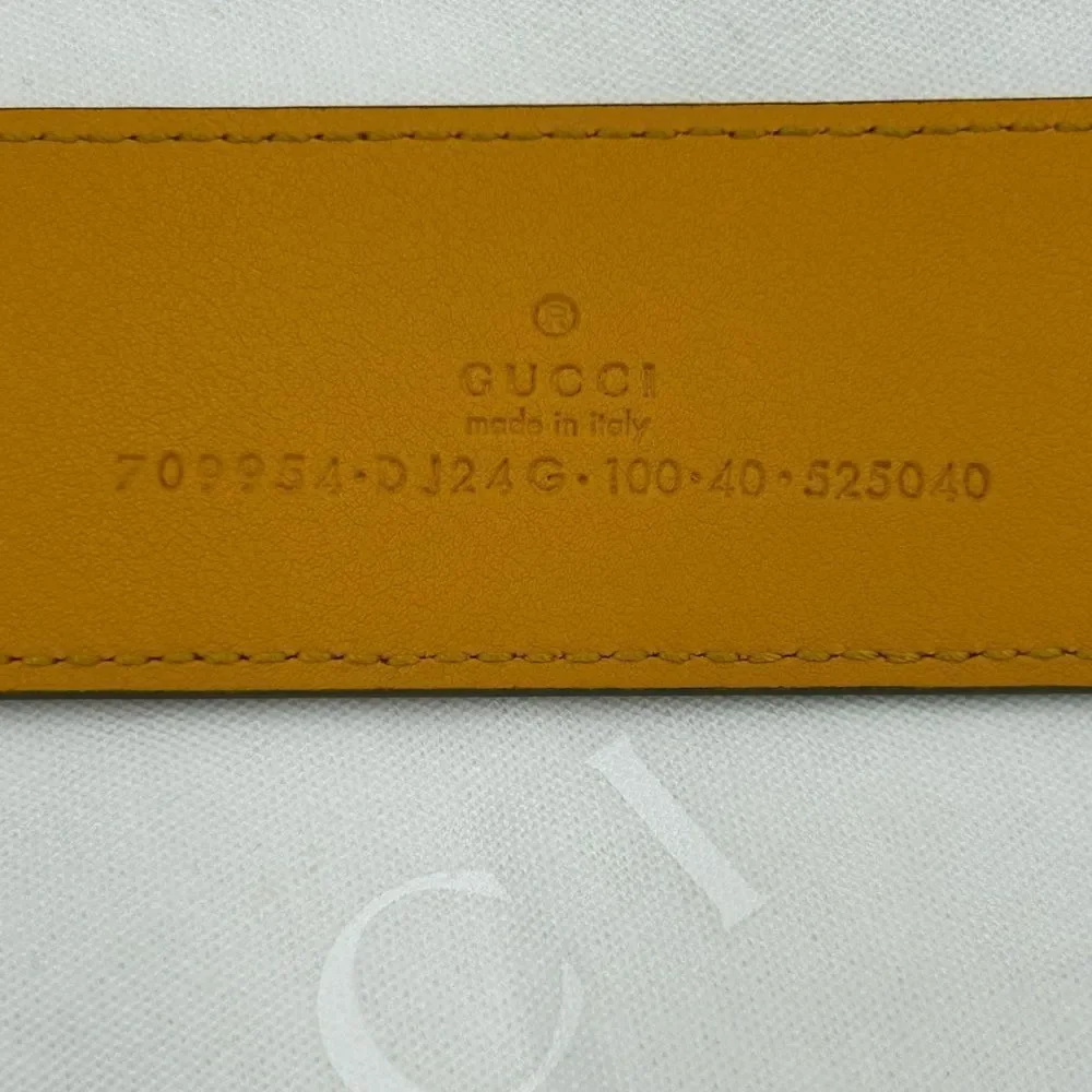Men's Gucci, two tone, leather belt, memorable buckle size 100 cm/40 inches